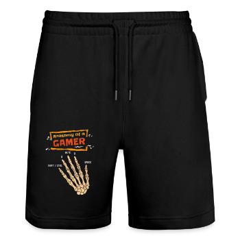 Anatomy Of A Gamer Skeleton Hand Vintage Gamer - Stanley/Stella Trainer Unisex Organic Jogging Shorts - black - Front - Nik (191cm) & Marisol (170cm)