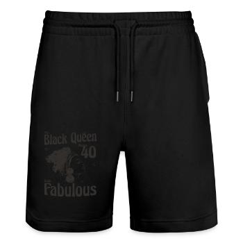 This Black Queen Makes 40 Looks Fabulous - 40th - Stanley/Stella Trainer Unisex Organic Jogging Shorts - black - Front - Nik (191cm) & Marisol (170cm)
