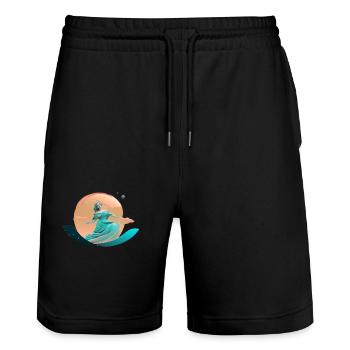 deesse venus - Short de jogging bio TRAINER Stanley/Stella unisexe - noir - Devant - Nik (191cm) & Marisol (170cm)