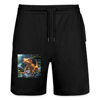 Gekkonius - Stanley/Stella Unisex Bio Joggingshorts Trainer  - Schwarz - Vorne - Nik (191cm) & Marisol (170cm)