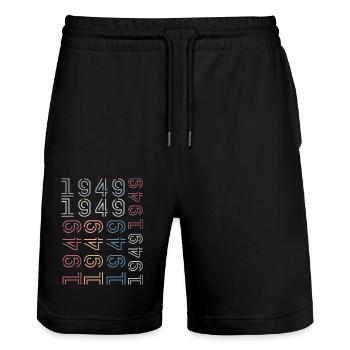 Born In 1949 Birthday Gift 1949 Retro 1949 - Stanley/Stella Trainer Unisex Organic Jogging Shorts - black - Front - Nik (191cm) & Marisol (170cm)
