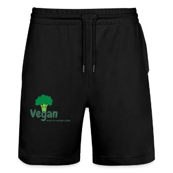 Vegan Food Logo - Stanley/Stella Unisex Bio Joggingshorts Trainer  - Schwarz - Vorne - Nik (191cm) & Marisol (170cm)