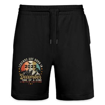 The Legends were released in December 2023 - Retro 2023 - Stanley/Stella Trainer Unisex Organic Jogging Shorts - black - Front - Nik (191cm) & Marisol (170cm)