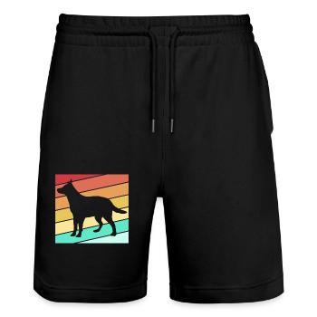 Bouvier australien chien - Short de jogging bio TRAINER Stanley/Stella unisexe - noir - Devant - Nik (191cm) & Marisol (170cm)
