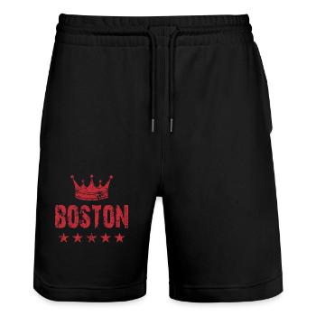 Boston Crown Stars - Stanley/Stella Trainer Unisex Organic Jogging Shorts - black - Front - Nik (191cm) & Marisol (170cm)