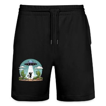 Ufo Cat Space Aliens Space Cactus Drôle Amusant - Short de jogging bio TRAINER Stanley/Stella unisexe - noir - Devant - Nik (191cm) & Marisol (170cm)