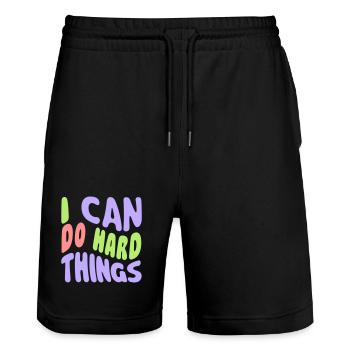 I Can Do Hard Things - Stanley/Stella Unisex Bio Joggingshorts Trainer  - Schwarz - Vorne - Nik (191cm) & Marisol (170cm)