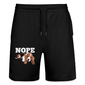 Basset Hound Nope - Short de jogging bio TRAINER Stanley/Stella unisexe - noir - Devant - Nik (191cm) & Marisol (170cm)