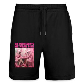 Mittwochs tragen wir Pink - Stanley/Stella Unisex Bio Joggingshorts Trainer  - Schwarz - Vorne - Nik (191cm) & Marisol (170cm)