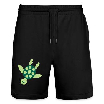 Kunterbunte Meeresschildkröte - Stanley/Stella Unisex Bio Joggingshorts Trainer  - Schwarz - Vorne - Nik (191cm) & Marisol (170cm)