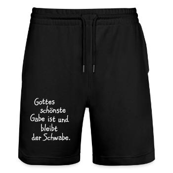 Gottes schönste Gabe ist der Schwabe (Weiß) - Stanley/Stella Unisex Bio Joggingshorts Trainer  - Schwarz - Vorne - Nik (191cm) & Marisol (170cm)