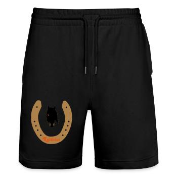Horseshoe Friezes - Stanley/Stella Trainer Unisex Organic Jogging Shorts - black - Front - Nik (191cm) & Marisol (170cm)