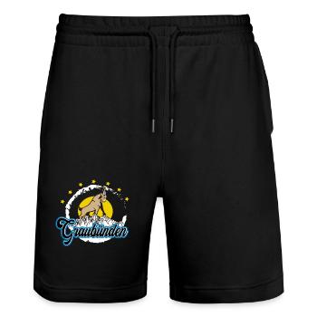 Graubünden Steinbock Summit - Stanley/Stella Unisex Bio Joggingshorts Trainer  - Schwarz - Vorne - Nik (191cm) & Marisol (170cm)