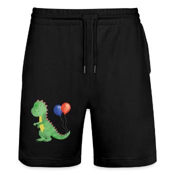 Small dino with balloons - Stanley/Stella Trainer Unisex Organic Jogging Shorts - black - Front - Nik (191cm) & Marisol (170cm)