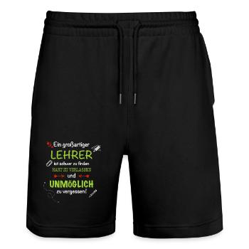 Ein großartiger Lehrer... - Stanley/Stella Unisex Bio Joggingshorts Trainer  - Schwarz - Vorne - Nik (191cm) & Marisol (170cm)