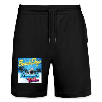 Summer Time - Stanley/Stella Trainer Unisex Organic Jogging Shorts - black - Front - Nik (191cm) & Marisol (170cm)