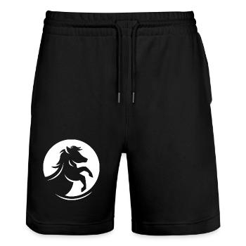 Icône Logo Cheval Symbole Illustration Galop graphique - Short de jogging bio TRAINER Stanley/Stella unisexe - noir - Devant - Nik (191cm) & Marisol (170cm)