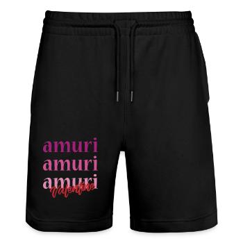 T-Shirt Amuri Sizilianische Liebe Valentinstag - Stanley/Stella Unisex Bio Joggingshorts Trainer  - Schwarz - Vorne - Nik (191cm) & Marisol (170cm)