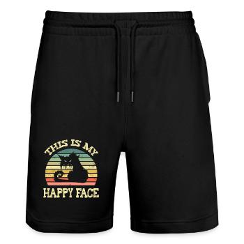 Mürrische Katze - Stanley/Stella Trainer Unisex Organic Jogging Shorts - black - Front - Nik (191cm) & Marisol (170cm)