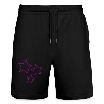 STAR. STARS. STAR. STARS. FEAST. ANNIVERSARY - Stanley/Stella Trainer Unisex Organic Jogging Shorts - black - Front - Nik (191cm) & Marisol (170cm)
