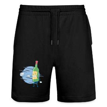 Boule and Wine Boccia Balls Petanque Outfit - Stanley/Stella Trainer Unisex Organic Jogging Shorts - black - Front - Nik (191cm) & Marisol (170cm)