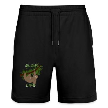 lazy - Stanley/Stella Trainer Unisex Organic Jogging Shorts - black - Front - Nik (191cm) & Marisol (170cm)