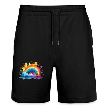 Your Rainbow - Stanley/Stella Trainer Unisex Organic Jogging Shorts - black - Front - Nik (191cm) & Marisol (170cm)