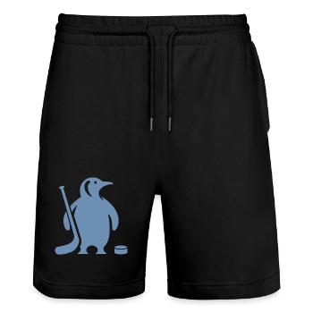 Minimalistische Pinguin Eishockey Silhouette - Stanley/Stella Unisex Bio Joggingshorts Trainer  - Schwarz - Vorne - Nik (191cm) & Marisol (170cm)