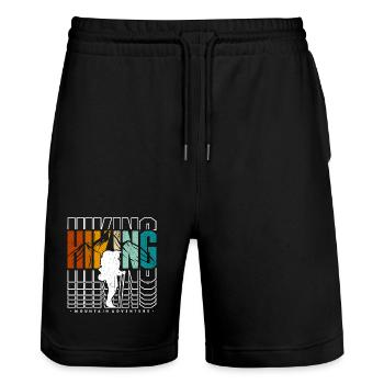 Wandern Abenteuer in den Bergen - Stanley/Stella Unisex Bio Joggingshorts Trainer  - Schwarz - Vorne - Nik (191cm) & Marisol (170cm)
