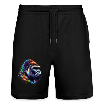 Gorille - Short de jogging bio TRAINER Stanley/Stella unisexe - noir - Devant - Nik (191cm) & Marisol (170cm)