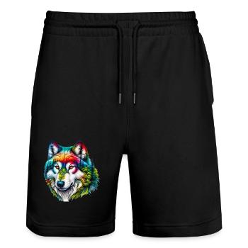 Loup - Short de jogging bio TRAINER Stanley/Stella unisexe - noir - Devant - Nik (191cm) & Marisol (170cm)
