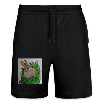 EG Bunny I Animal I Easter I Gift Idea I Holiday - Stanley/Stella Trainer Unisex Organic Jogging Shorts - black - Front - Nik (191cm) & Marisol (170cm)