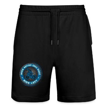 Ride Left Radsport Emblem Fahrrad Spruch - Stanley/Stella Unisex Bio Joggingshorts Trainer  - Schwarz - Vorne - Nik (191cm) & Marisol (170cm)