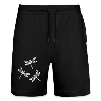 Trio of White Dragonflies - Stanley/Stella Trainer Unisex Organic Jogging Shorts - black - Front - Nik (191cm) & Marisol (170cm)