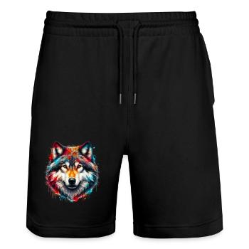 Wolf - Stanley/Stella Trainer Unisex Organic Jogging Shorts - black - Front - Nik (191cm) & Marisol (170cm)