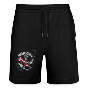 NORWAY FISHING TOUR - Moose - Woman Edition - Stanley/Stella Unisex Bio Joggingshorts Trainer  - Schwarz - Vorne - Nik (191cm) & Marisol (170cm)