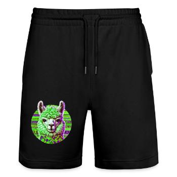 Alpaca - Stanley/Stella Trainer Unisex Organic Jogging Shorts - black - Front - Nik (191cm) & Marisol (170cm)