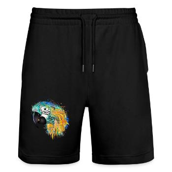 Bunter Papagei – Farbenfrohes Tropen-Kunstwerk - Stanley/Stella Unisex Bio Joggingshorts Trainer  - Schwarz - Vorne - Nik (191cm) & Marisol (170cm)