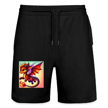 dragon - Short de jogging bio TRAINER Stanley/Stella unisexe - noir - Devant - Nik (191cm) & Marisol (170cm)