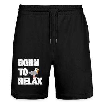 Born to Relax Möwe - Stanley/Stella Unisex Bio Joggingshorts Trainer  - Schwarz - Vorne - Nik (191cm) & Marisol (170cm)