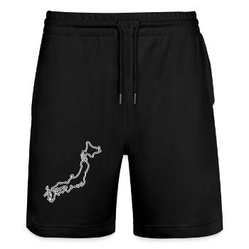 Japan Outline – Minimalist Map Design - Stanley/Stella Trainer Unisex Organic Jogging Shorts - black - Front - Nik (191cm) & Marisol (170cm)