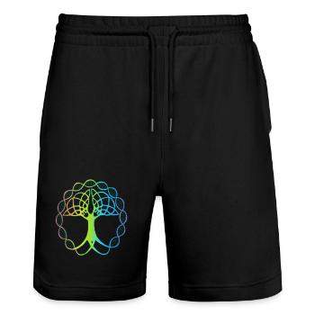 Strange multicolored tree - Stanley/Stella Trainer Unisex Organic Jogging Shorts - black - Front - Nik (191cm) & Marisol (170cm)