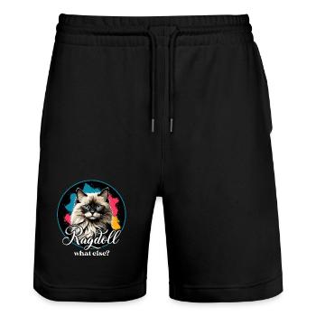 Ragdoll Katze - Stanley/Stella Unisex Bio Joggingshorts Trainer  - Schwarz - Vorne - Nik (191cm) & Marisol (170cm)