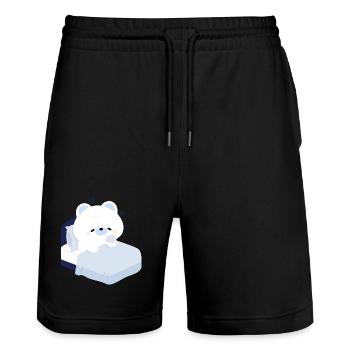Ours polaire rêveur sur un lit douillet - Short de jogging bio TRAINER Stanley/Stella unisexe - noir - Devant - Nik (191cm) & Marisol (170cm)