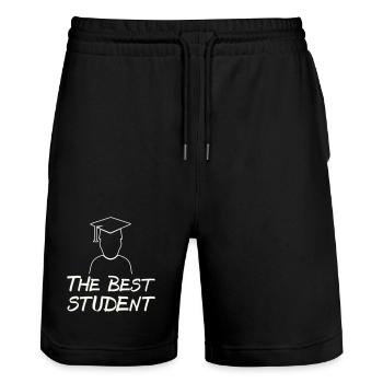 The Best Student – Graduation Motif - Stanley/Stella Trainer Unisex Organic Jogging Shorts - black - Front - Nik (191cm) & Marisol (170cm)