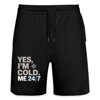 Ja, mir ist kalt 24/7 Schneeflocke Winter Humor Design - Stanley/Stella Unisex Bio Joggingshorts Trainer  - Schwarz - Vorne - Nik (191cm) & Marisol (170cm)