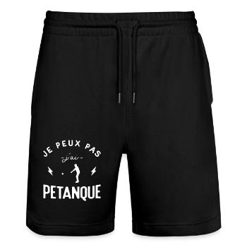 I can't I have Petanque Bowling Humor - Stanley/Stella Unisex Bio Joggingshorts Trainer  - Schwarz - Vorne - Nik (191cm) & Marisol (170cm)