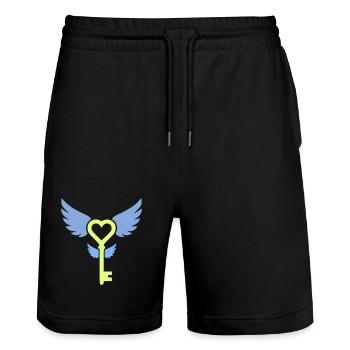 Clé du cœur | Symbole de l’amour et de la romance - Short de jogging bio TRAINER Stanley/Stella unisexe - noir - Devant - Nik (191cm) & Marisol (170cm)