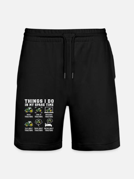 Funny Tractors Lover Things I Do In My Spare Time - Stanley/Stella Trainer Unisex Organic Jogging Shorts - black