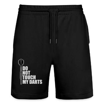 Do Not Touch My Darts Warning Darts Player Humor - Stanley/Stella Trainer Unisex Organic Jogging Shorts - black - Front - Nik (191cm) & Marisol (170cm)